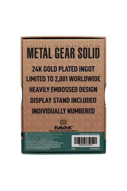 Metal Gear Solid 2 - 24k Gold Plated Snake Ingot by Fanattik