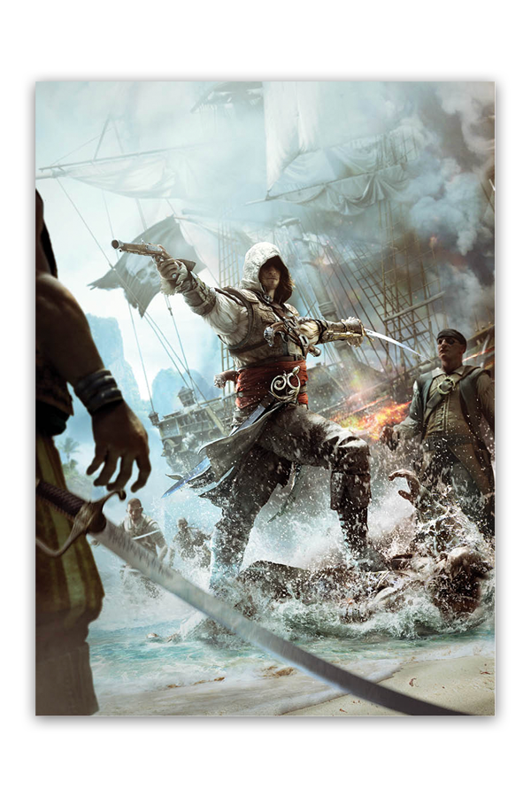Image shows Edward James Kenway lithograph facing front. Edward James Kenway was a Welsh-born British privateer-turned-pirate and a member of the West Indies and British Brotherhoods of Assassins.