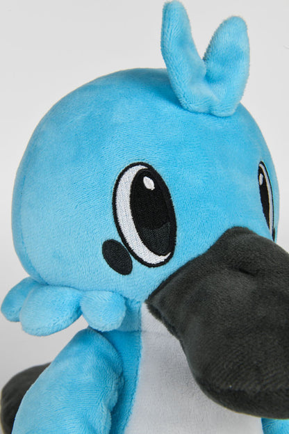 Image shows Temtem Platypet Plush's face zoomed in. The Platypet is a small, bipedal, platypus-like Temtem.
